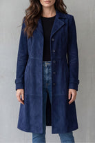 Damen Longline Mantel Wildleder Optik Vintage - Image 6