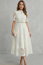Damen Spitzen Midikleid Hochgeschlossen - Image 6