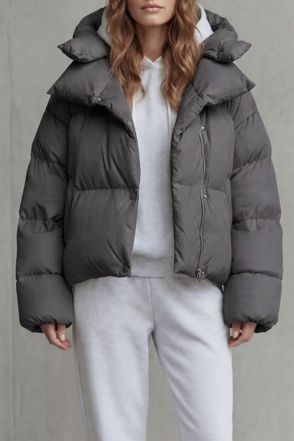 Damen Kurze Steppjacke Cropped Pufferjacke - Image 6