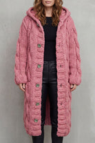 Damen Strick Oversized Kapuzencardigan Mantel - Image 5