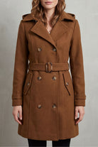 Damen Trenchcoat mit Kapuze tailliert Gürtel doppelreihig - Image 6
