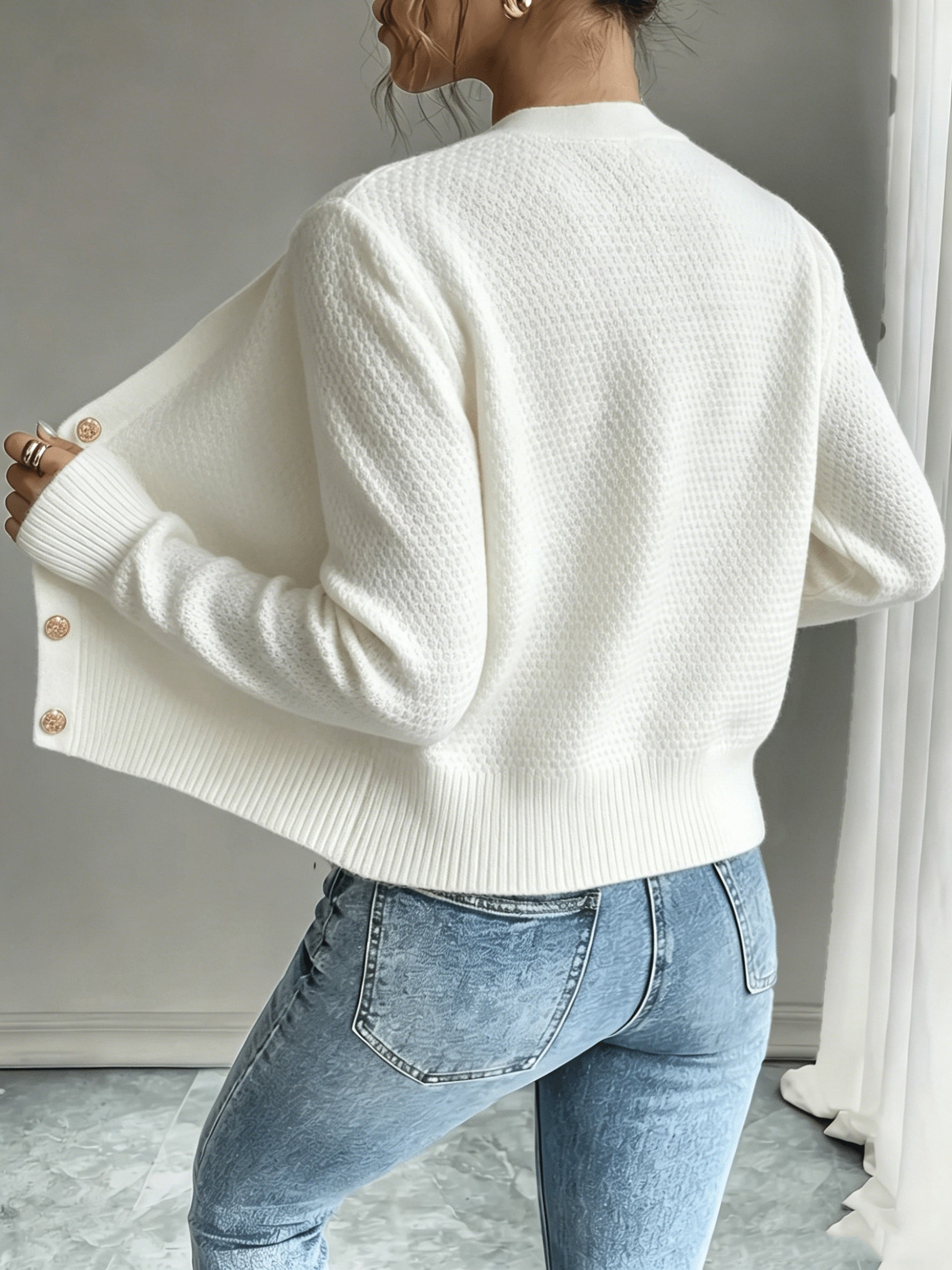 Damen Kabelstrick Strickjacke Knöpfe - Image 32