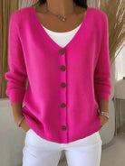 Damen Strick Cardigan V-Ausschnitt Knöpfe - Image 5