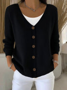 Damen Strick Cardigan V-Ausschnitt Knöpfe - Image 3