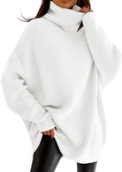 Damen Oversized Grobstrick Pullover Hoher Kragen - Image 8
