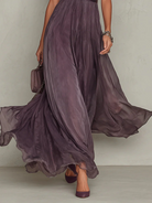 Damen Maxikleid Puffärmel Stehkragen Plissiert - Image 5
