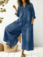 Orlyra - Damen Baumwoll Jumpsuit Locker Fit