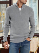 Herren Troyer Rippstrick Pullover mit Reißverschluss