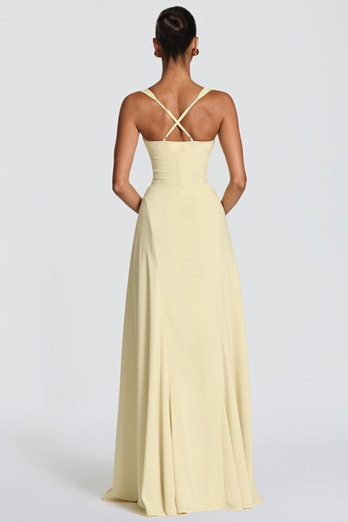 Damen Maxikleid Herz-Ausschnitt Crêpe Georgette festlich - Image 8
