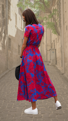 Damen Florales Wickel Maxikleid V-Ausschnitt - Image 5
