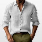 Herren Leinen Button-Down Hemd Lässig - Image 6