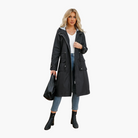 Damen Trenchcoat Kapuze Reißverschluss - Image 3