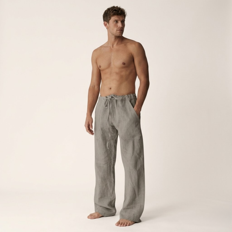 Men's Linen Cotton Drawstring Pants Loose Fit Summer - Image 8