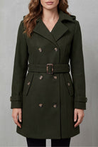 Damen Trenchcoat mit Kapuze tailliert Gürtel doppelreihig - Image 7