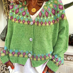 Women's boho embroidered V-neck cardigan