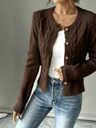 Damen Kabelstrick Strickjacke Knöpfe - Image 22
