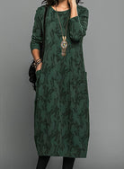 Damen Winterkleid Elegant Warm mit Taschen