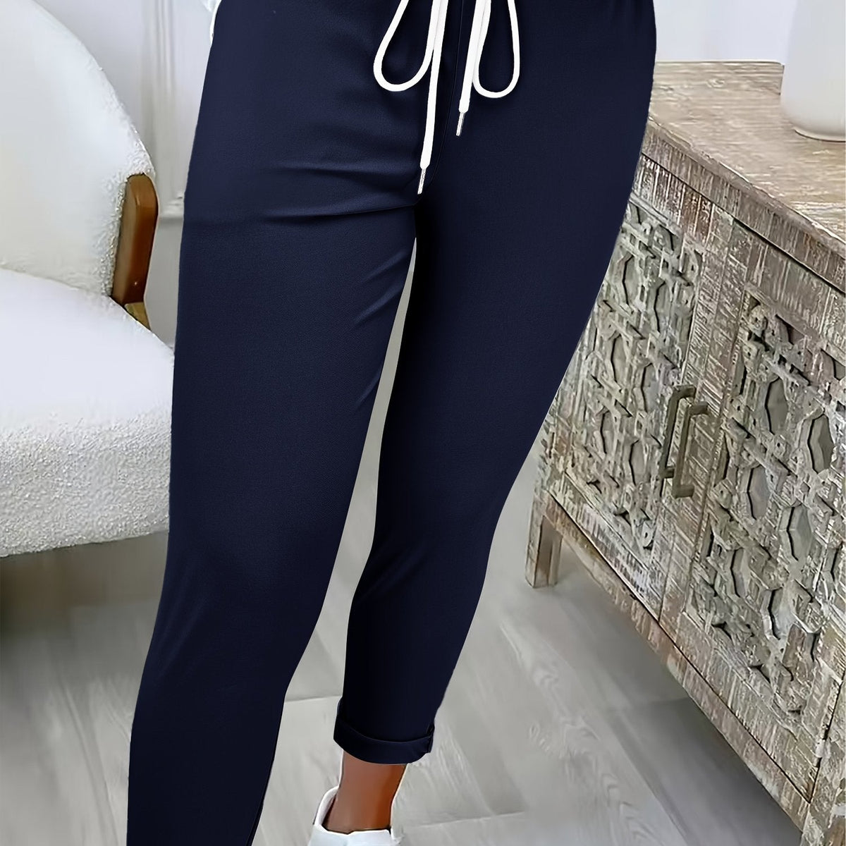 Damen Schlupfhose Kordelzug Relaxed Fit schmal zulaufend - Image 12