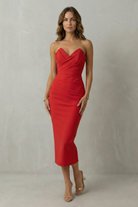 Damen Elegantes Drapiertes Ärmelloses Midikleid Figurbetonend - Image 8