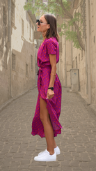 Damen Florales Wickel Maxikleid V-Ausschnitt - Image 8