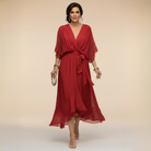 Women Elegant V-Neck Midi Dress - Image 8