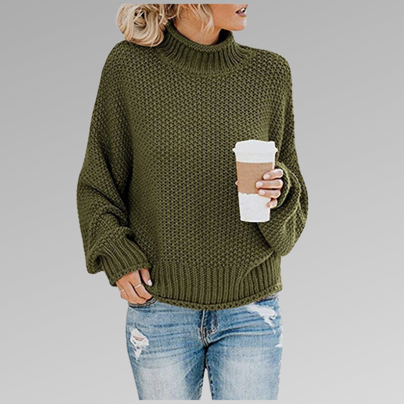 Damen Eleganter Strickpullover Stehkragen - Image 2