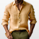 Herren Leinen Button-Down Hemd Lässig - Image 7