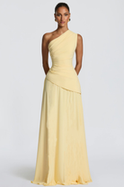 Damen Maxikleid One-Shoulder Drapiert Lang - Image 8