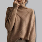 Damen Rollkragenpullover Karomuster Feinstrick - Image 6