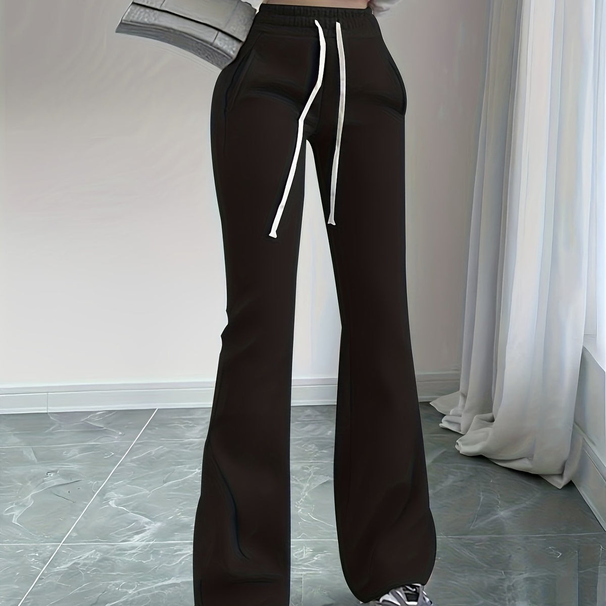 Damen Schlaghose Hoher Bund High Waist Hose