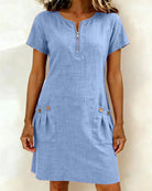 Damen Leinenkleid A-Linie Sommerkleid Leinen-Mix mit Taschen - Image 6