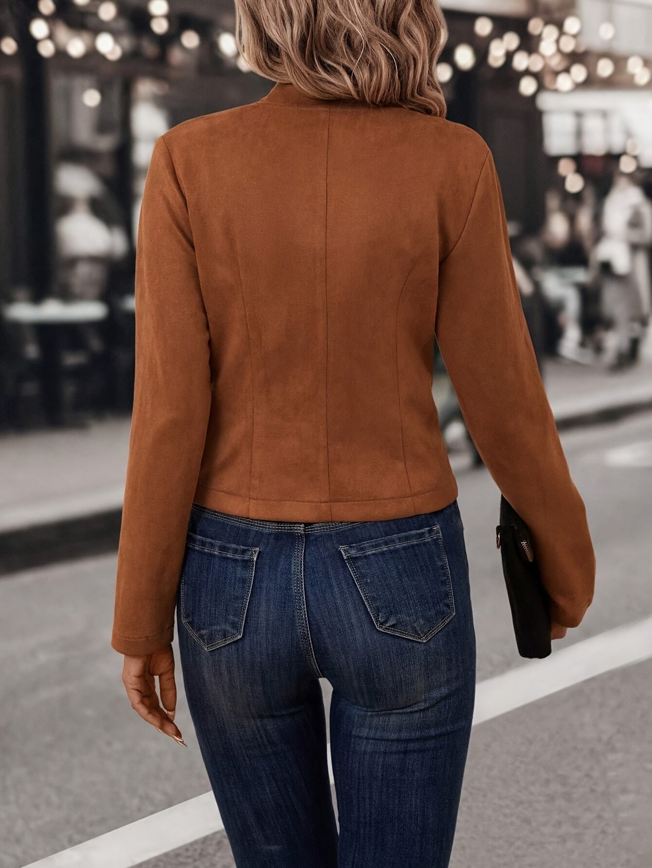 Damen Übergangsjacke Wildlederimitat Zweireihig - Image 5