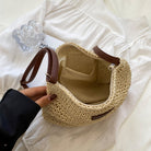 Damen Stroh Schultertasche Vegane Lederriemen Umhängetasche - Image 6