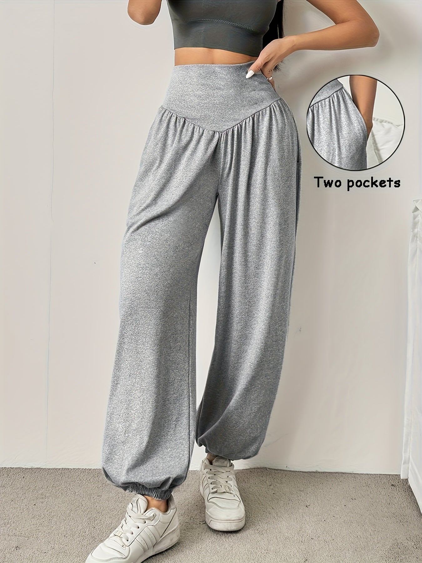 Damen High Waist Weite Hose Lockere Passform - Image 3