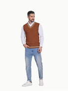Herren Strick V-Ausschnitt Weste - Image 12