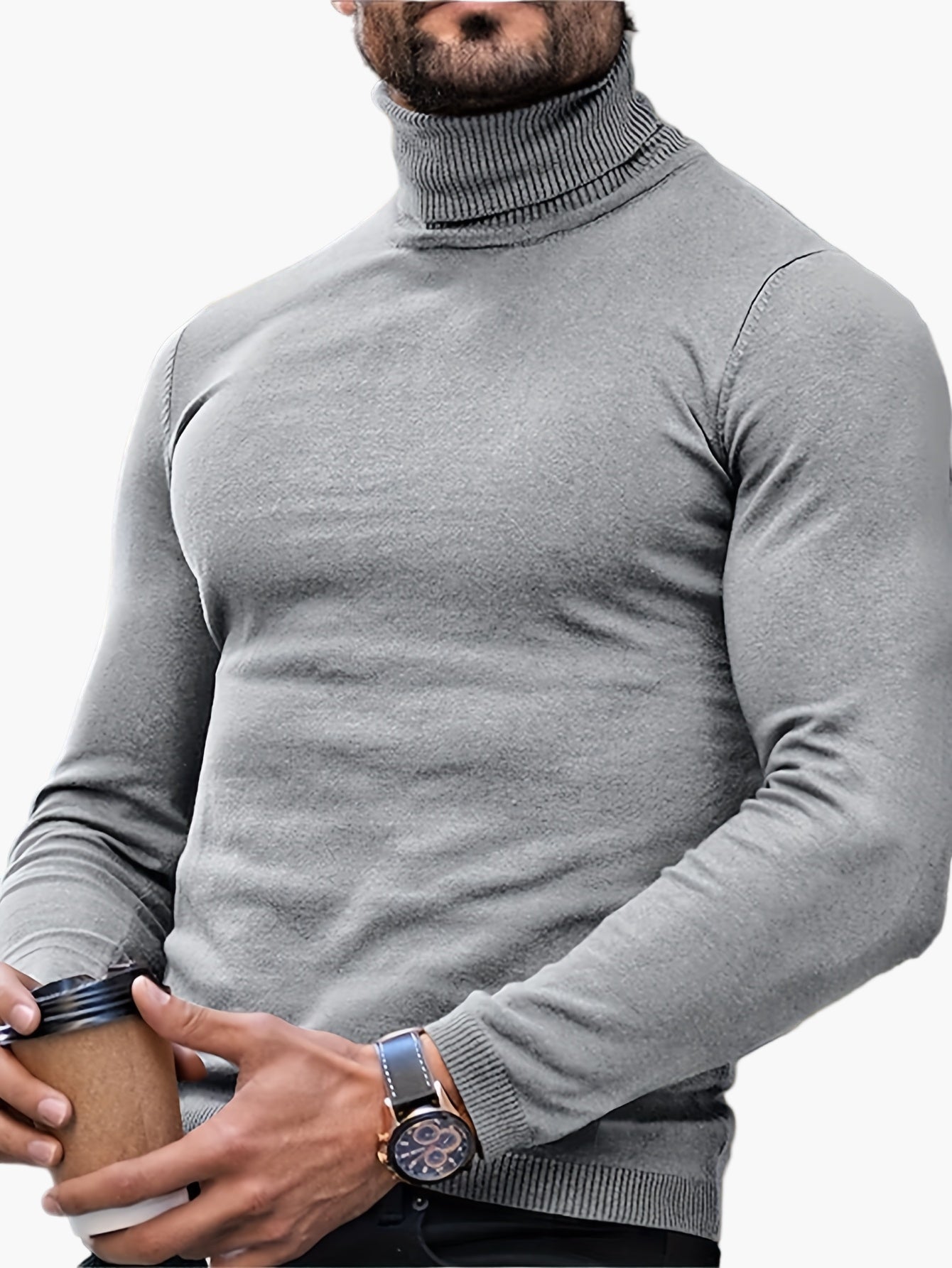 Herren Rollkragenpullover Feinstrick Slim Fit elegant - Image 3