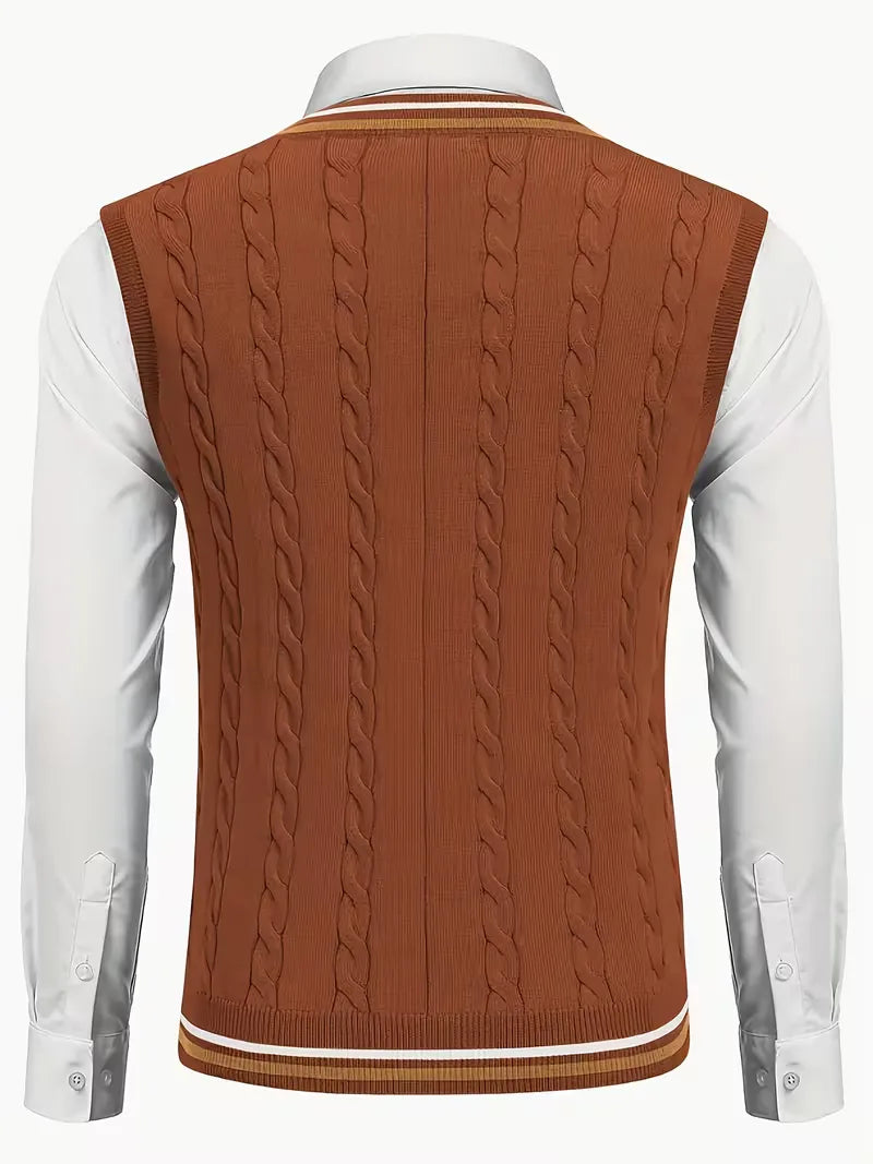 Herren Strick V-Ausschnitt Weste - Image 13