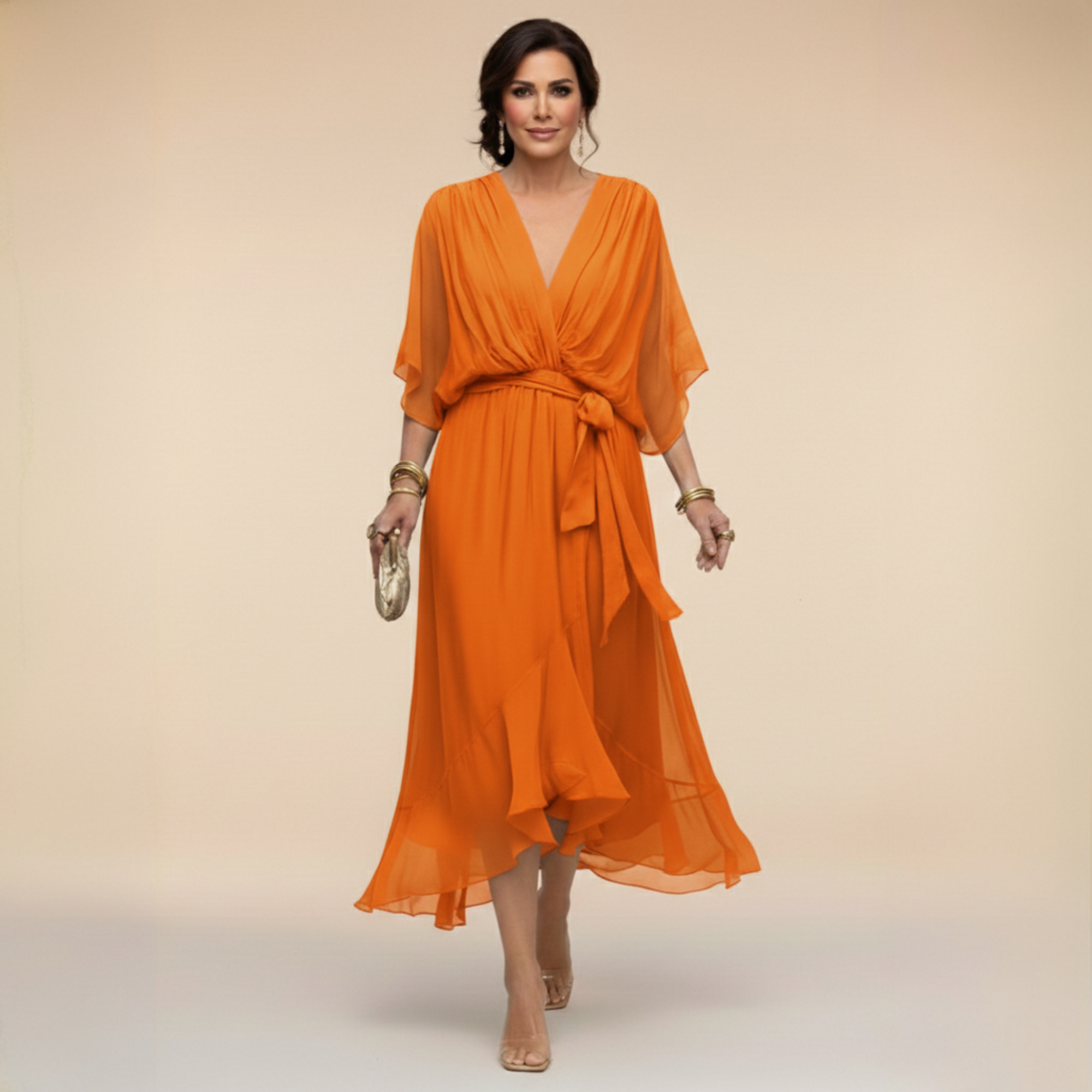 Women Elegant V-Neck Midi Dress - Image 9