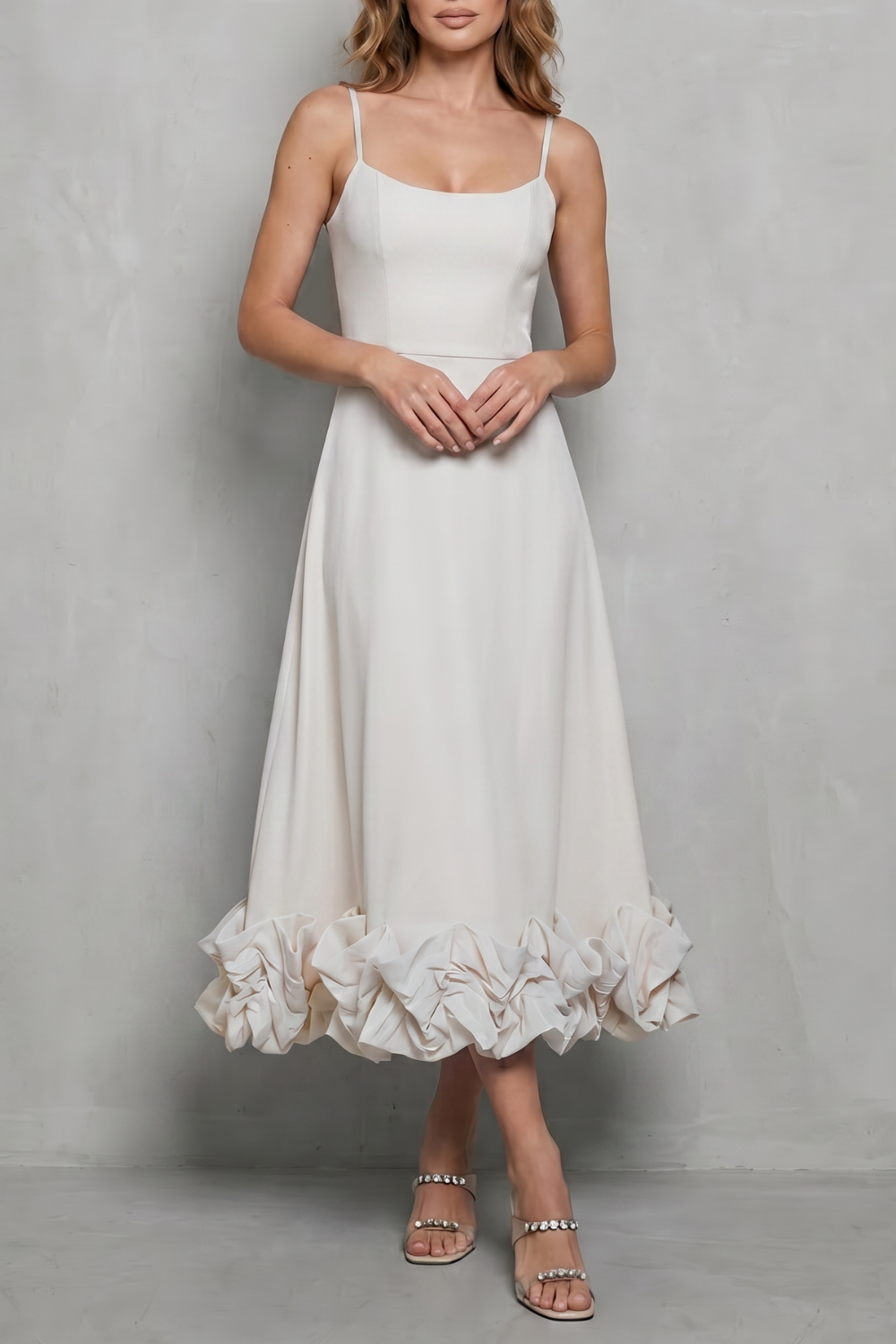 Damen ärmelloses Rüschen Midi-Kleid elegant - Image 11