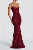 Damen Maxikleid figurbetont Blumenstickerei Spaghettiträger - Image 17