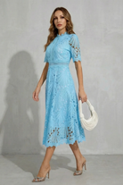 Damen Spitzen Midikleid Hochgeschlossen - Image 9