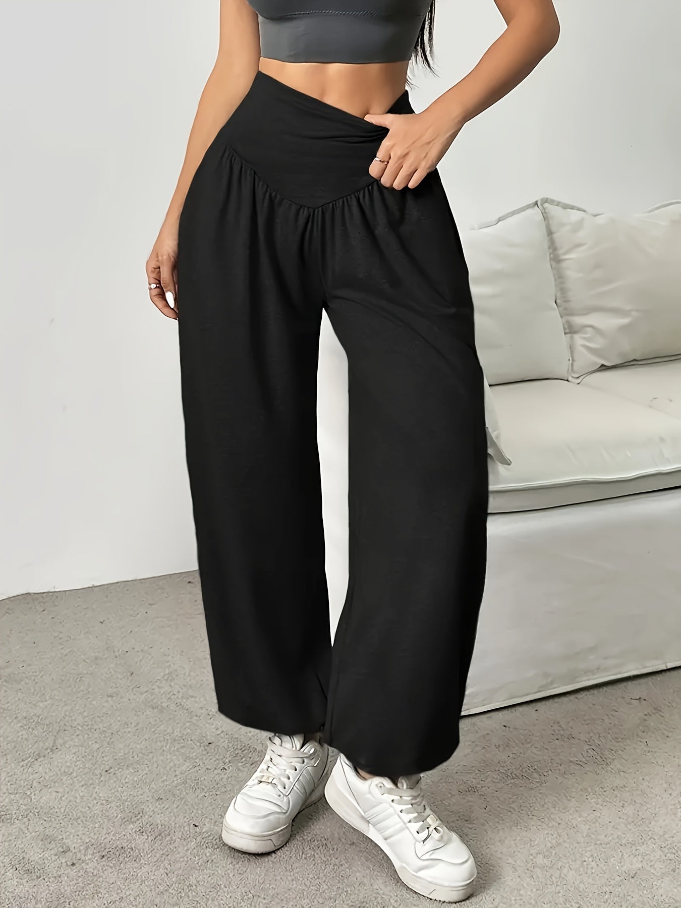 Damen High Waist Weite Hose Lockere Passform - Image 11