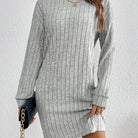 Damen Strickkleid gerippt Pulloverkleid Midi Langarm Winter - Image 26