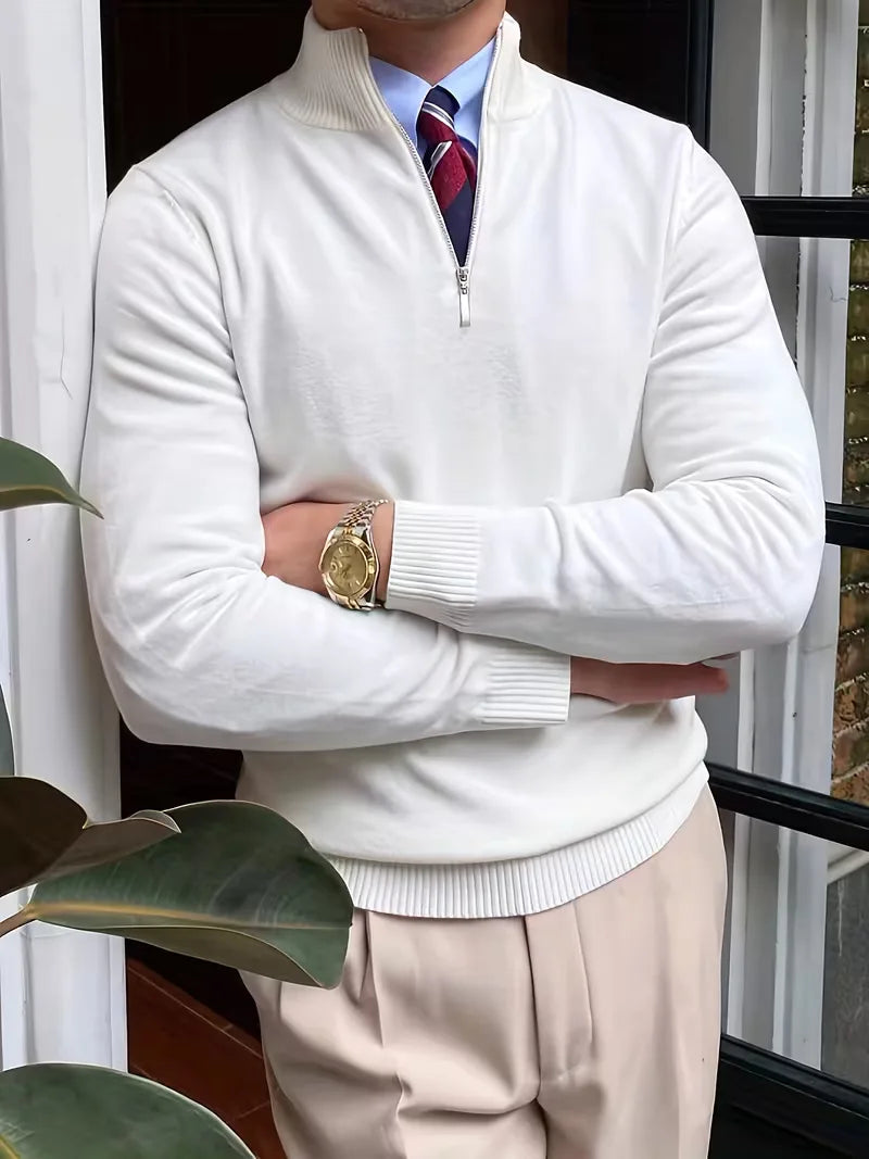 Herren Strickpullover Troyer Reißverschluss Stehkragen - Image 20