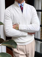 Herren Strickpullover Troyer Reißverschluss Stehkragen - Image 20