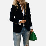Virelana – Blazer femme en velours noir à coupe classique