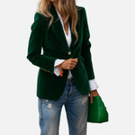 Virelana – Blazer de terciopelo negro para mujer con corte clásico