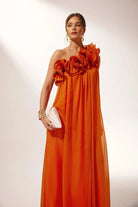 Damen Maxikleid One Shoulder 3D Blumen Abendkleid - Image 3