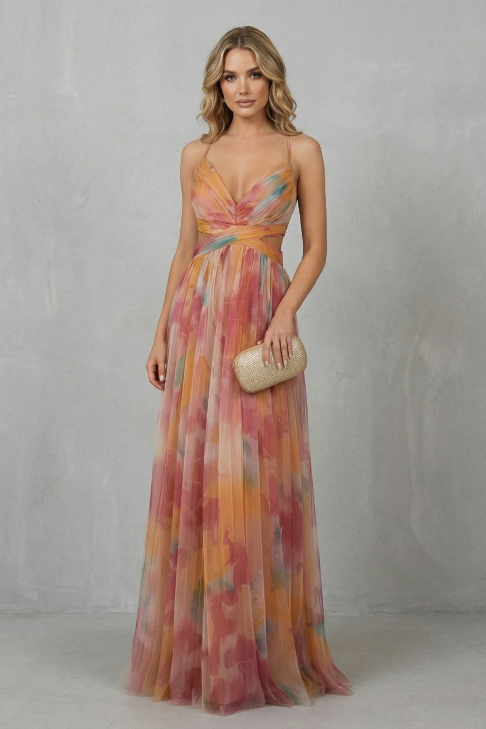 Damen Wasserfarben Maxikleid ärmellos Hochzeitsgast - Image 2