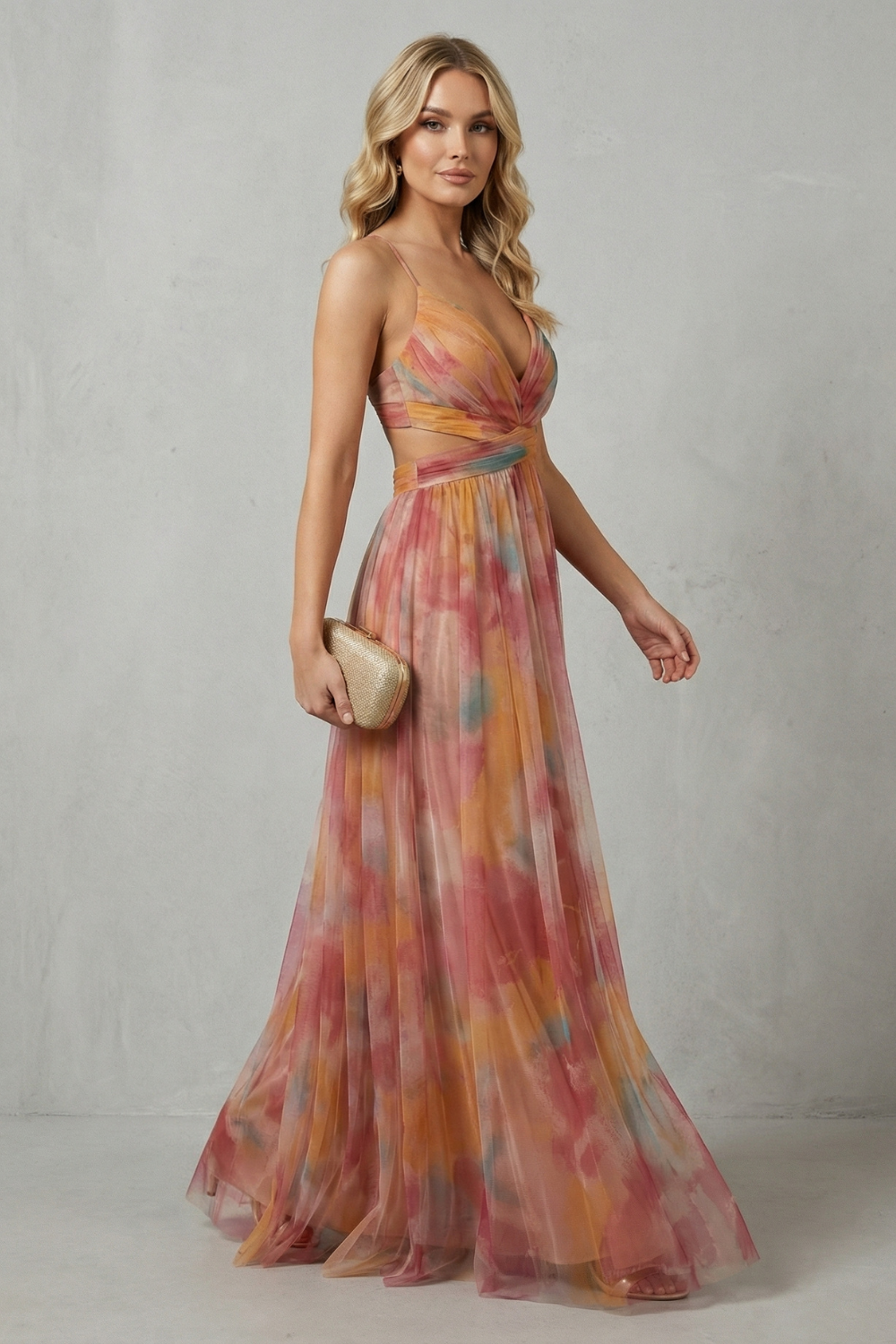 Damen Wasserfarben Maxikleid ärmellos Hochzeitsgast - Image 3